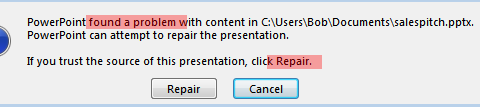 Problem during pptx opening