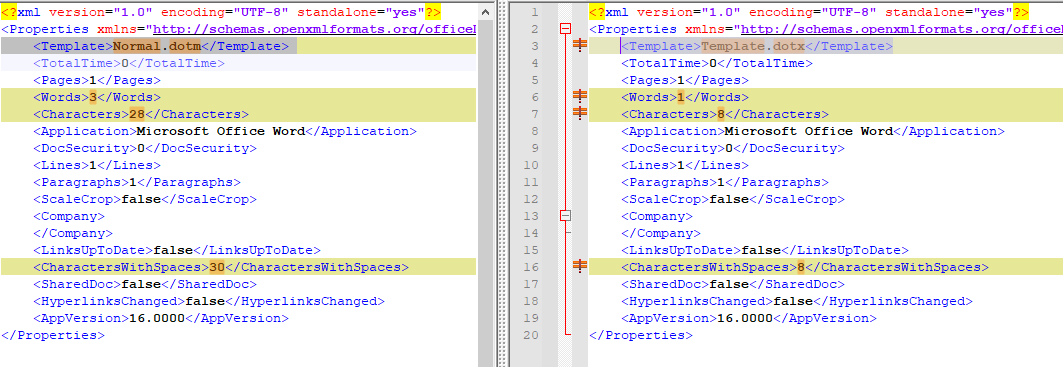 differences in the docProps/app.xml file