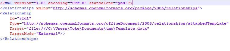 content of the word/\_rels/settings.xml.rel file