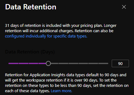 Retention settings on the GUI