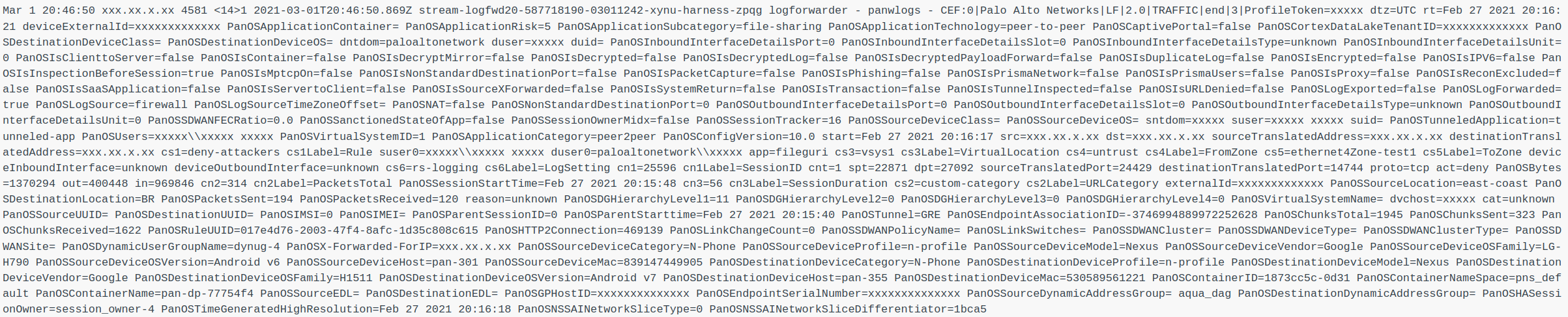 Palo Alto log sample