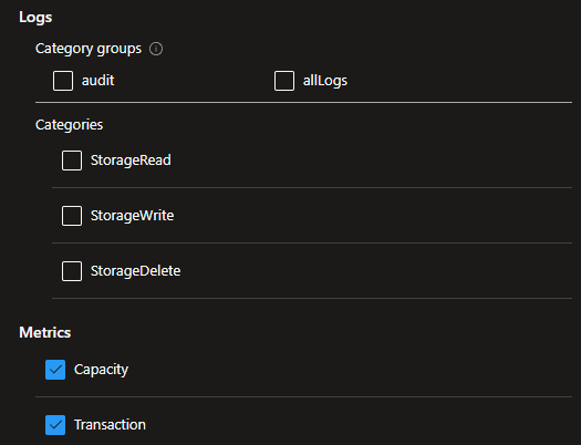 Options visible after policy configuration